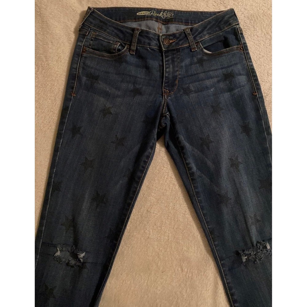 Old Navy 'The Rockstar' Star Print Pattern Ripped Knees Women's Size 8
